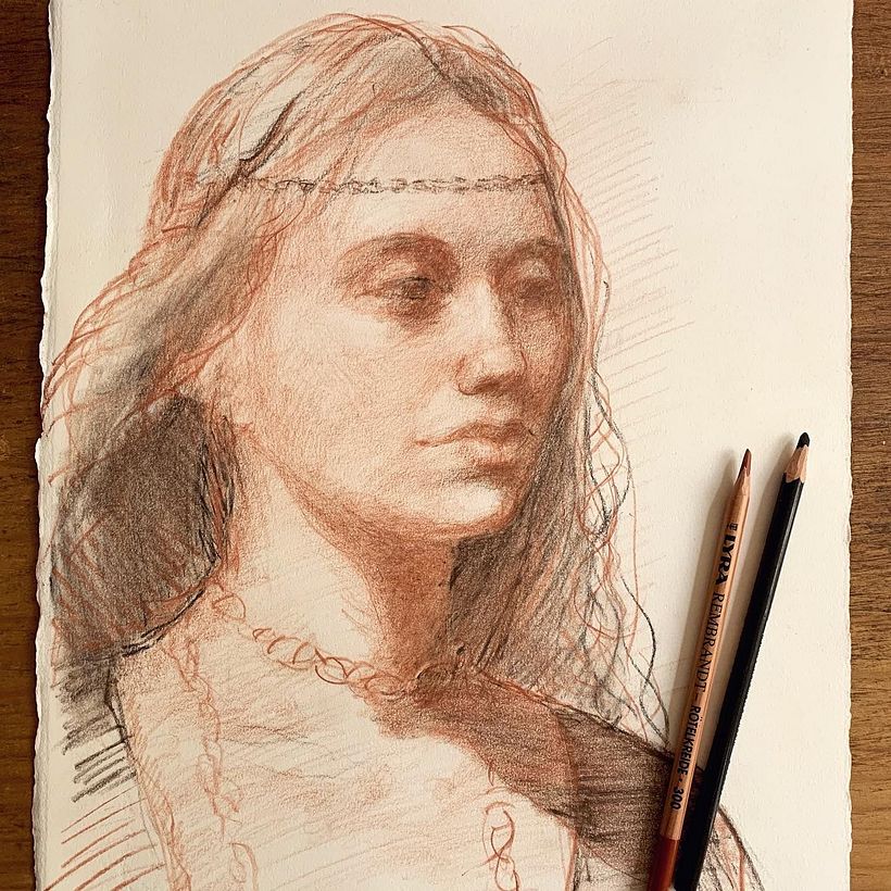 Mar. Charcoal, sanguine and black chalk on paper.