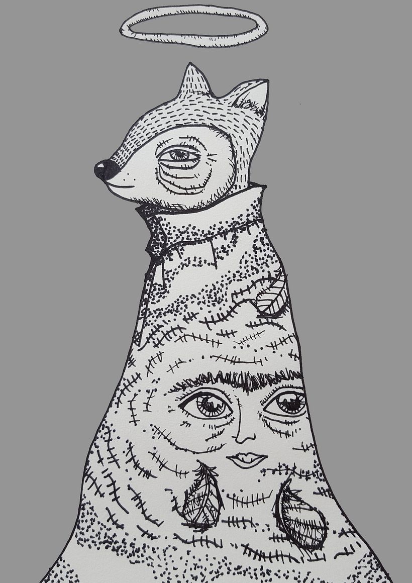 A good fox in a random cape, pen on paper, 2016