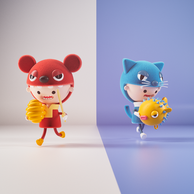 Diferentes diseños del personaje principal