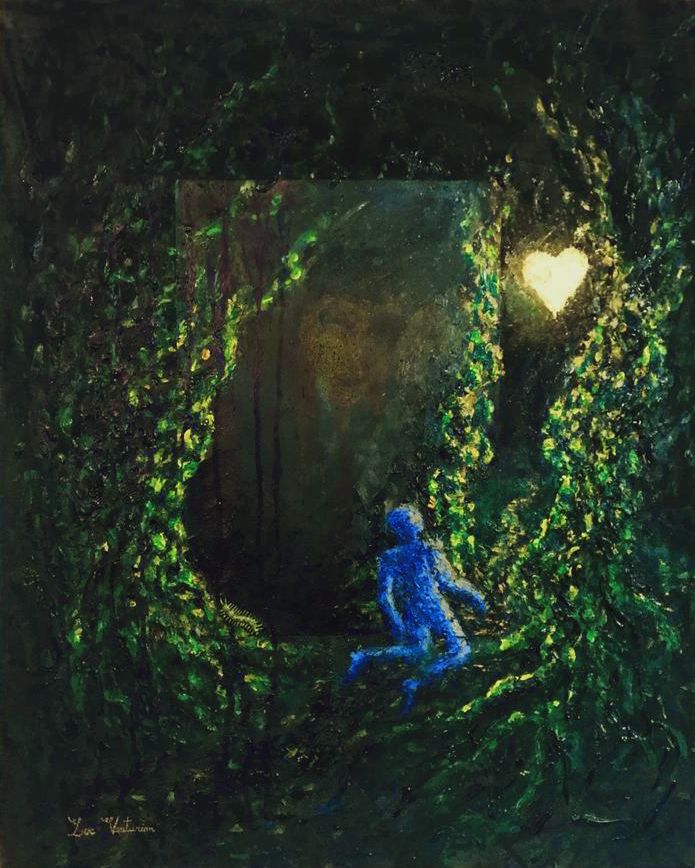 "A Floresta II", acrílica e colagem sobre tela