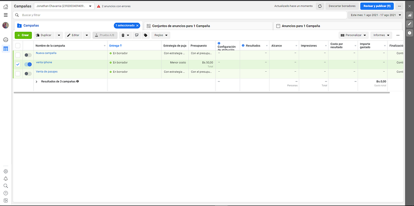 Proyecto realizado en Google ads y Facebook ads 1
