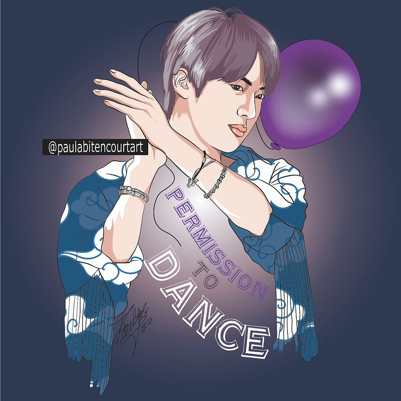 Jin - BTS (usei vários cursos de Illustrator da Domestika)