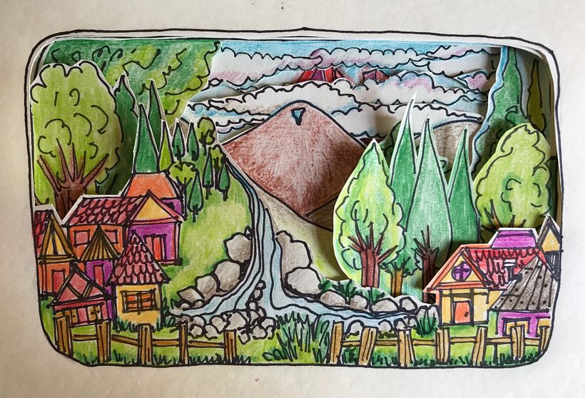 Mi Proyecto del curso: Técnicas de papercut para contar historias "Casa de Monstruos de Sierra de la Ventana" 2