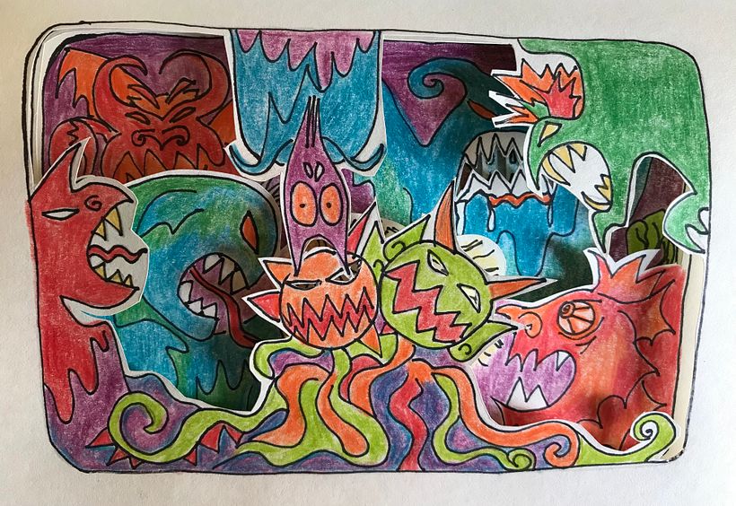 Mi Proyecto del curso: Técnicas de papercut para contar historias "Casa de Monstruos de Sierra de la Ventana" 11