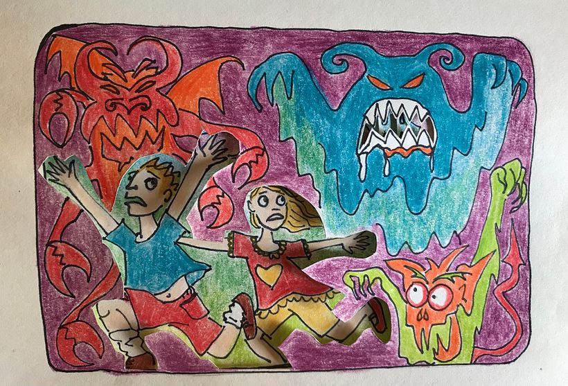 Mi Proyecto del curso: Técnicas de papercut para contar historias "Casa de Monstruos de Sierra de la Ventana" 13