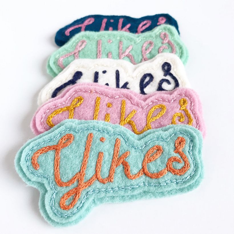 "Yikes" patches; cotton on wool blend felt.