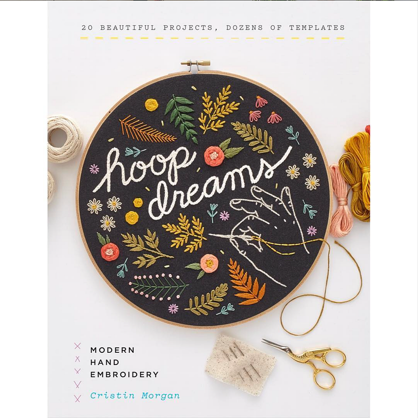 Hand embroidered Hoop Dreams book cover; cotton on linen.