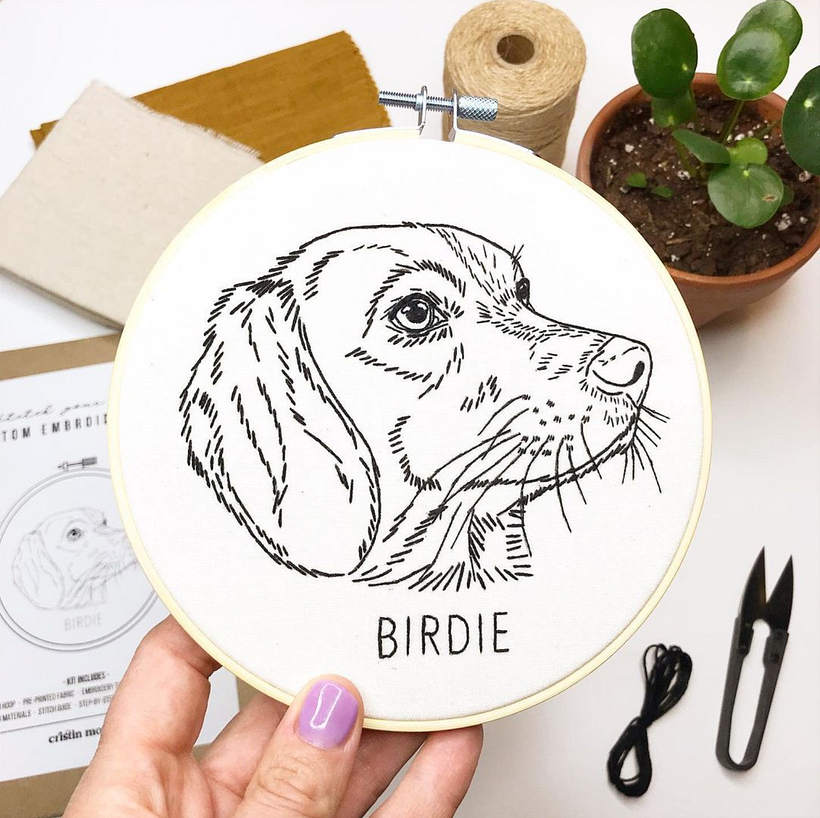I designed these custom "Stitch Your Pet!" kits so that others can experience the joy of embroidering their own portraits.