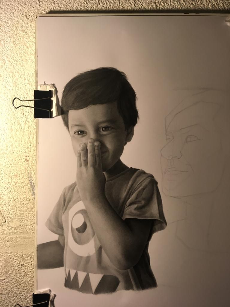 A mitad del proceso, aún me faltaban detalles que luego corregí pero ya estaba casi listo el niño.