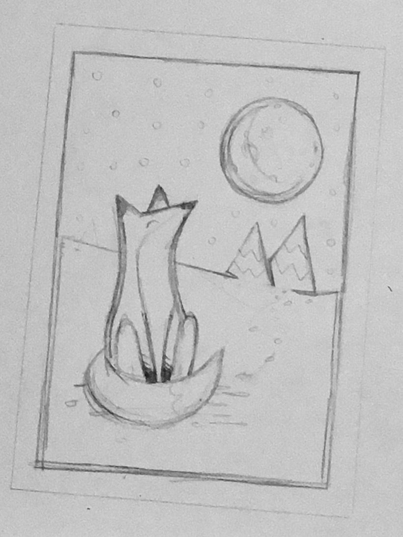 Lino Print Fox Christmas Card 2