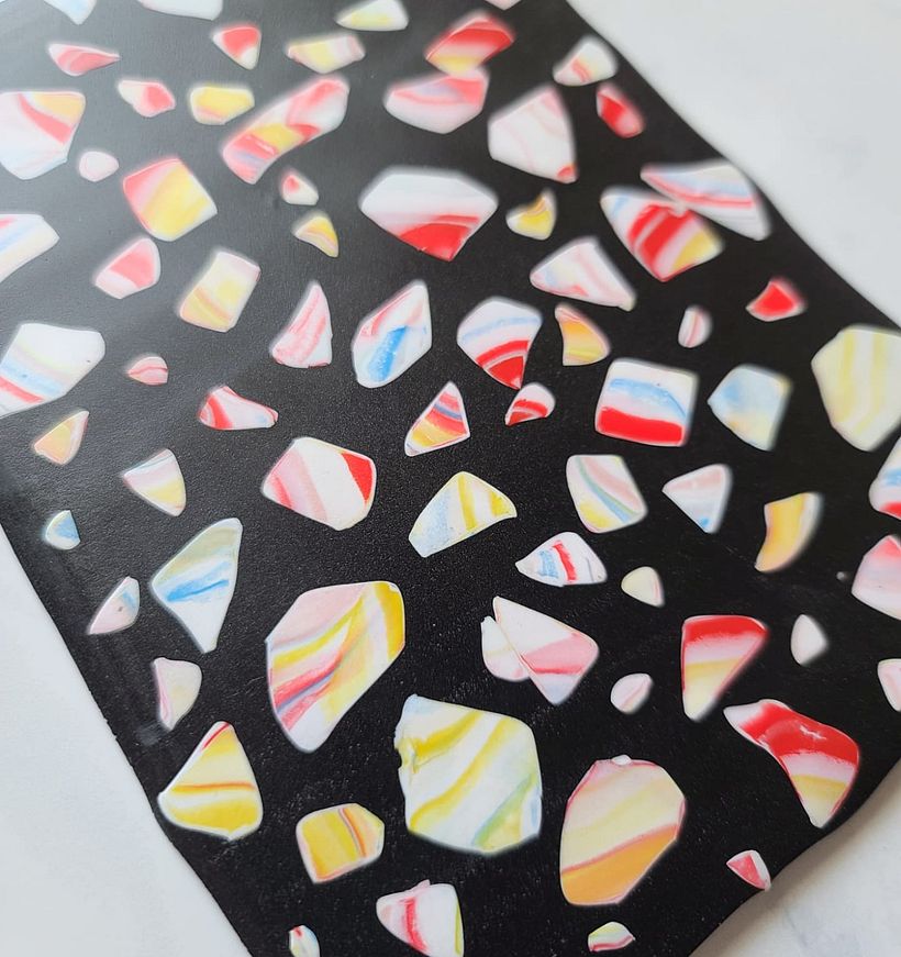 MArbled terrazzo clay slab. 