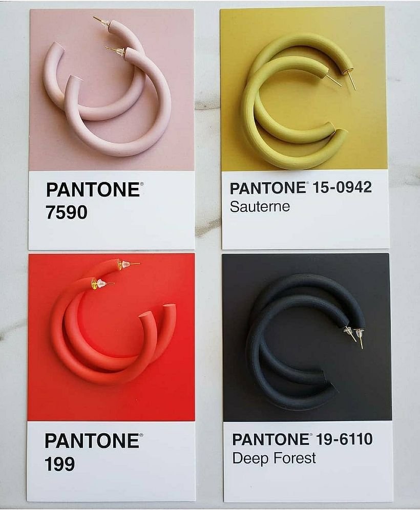 Pantone color sample cards and custom mixed polymer clay colors to match by Made by Maeberry.