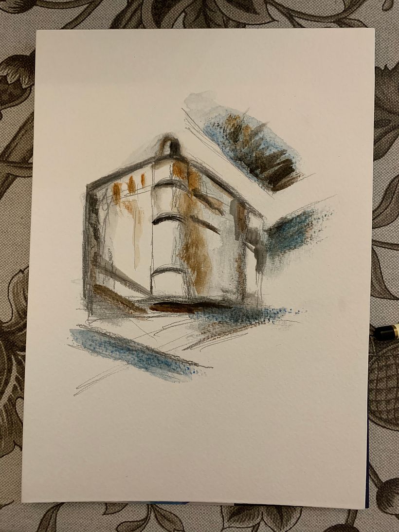 Meu projeto do curso: Desenho arquitetônico com aquarela e tinta 2