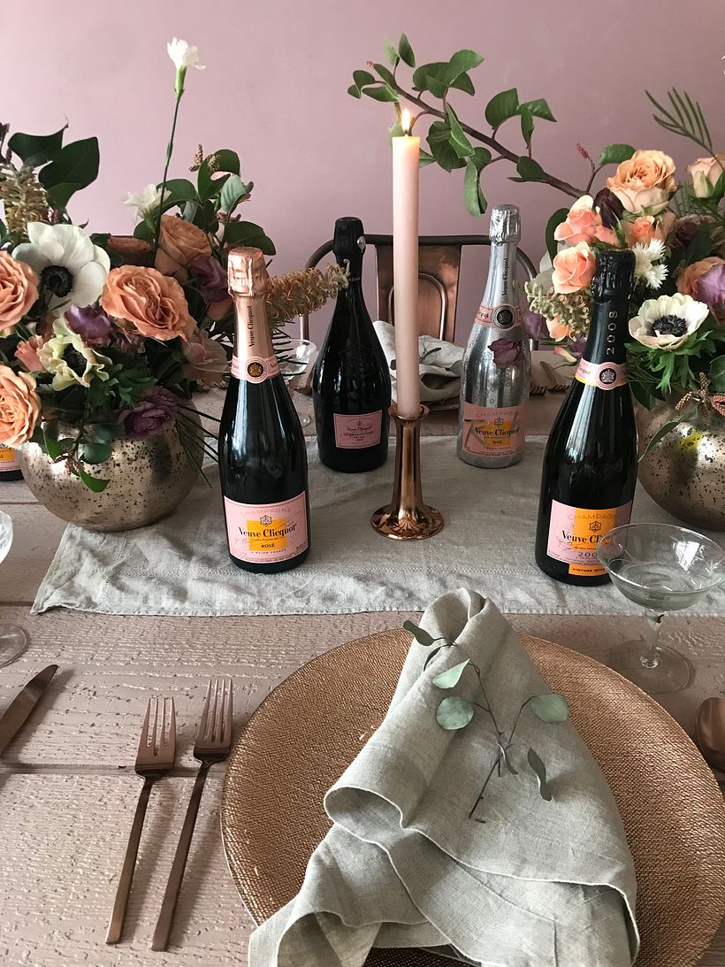 seasonal tabletop styling, instagram images, for Veuve Cliquot champagne  - Design