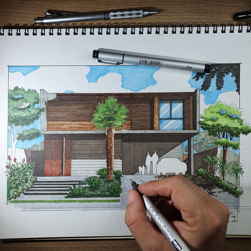 Fachada contemporânea em marcador - Diseño