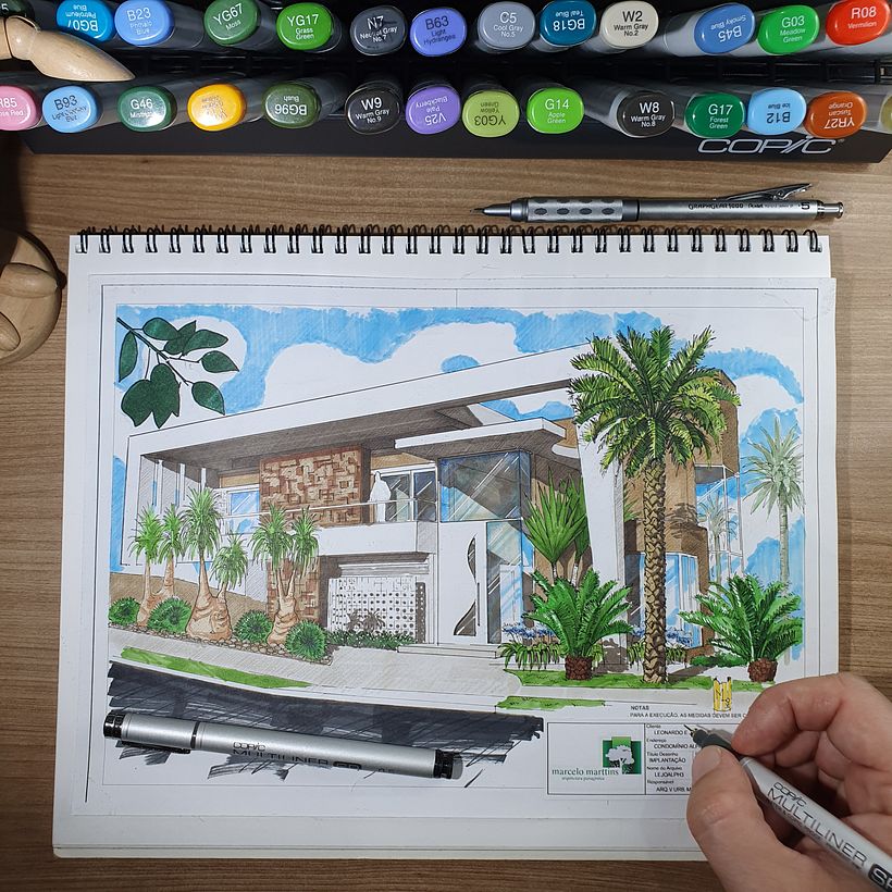 Fachada contemporânea em marcador - Diseño