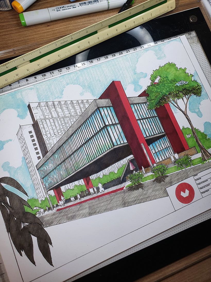Fachada contemporânea em marcador - Diseño