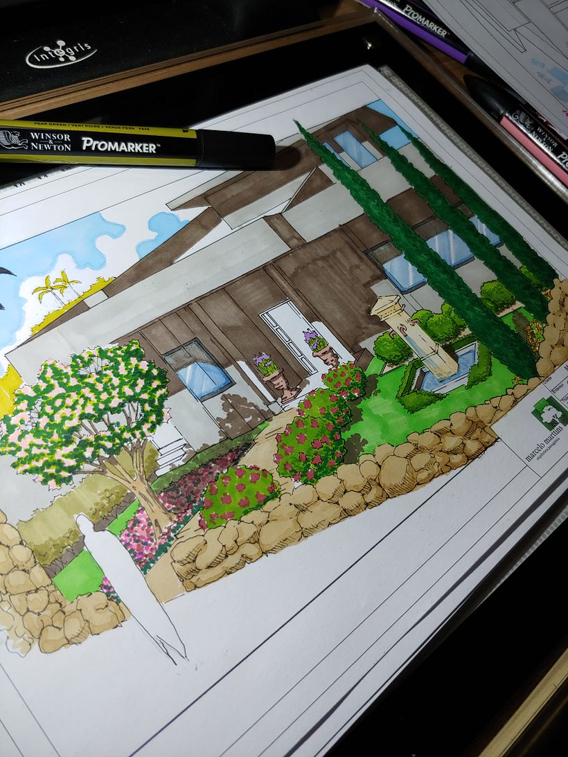 Fachada contemporânea em marcador - Diseño