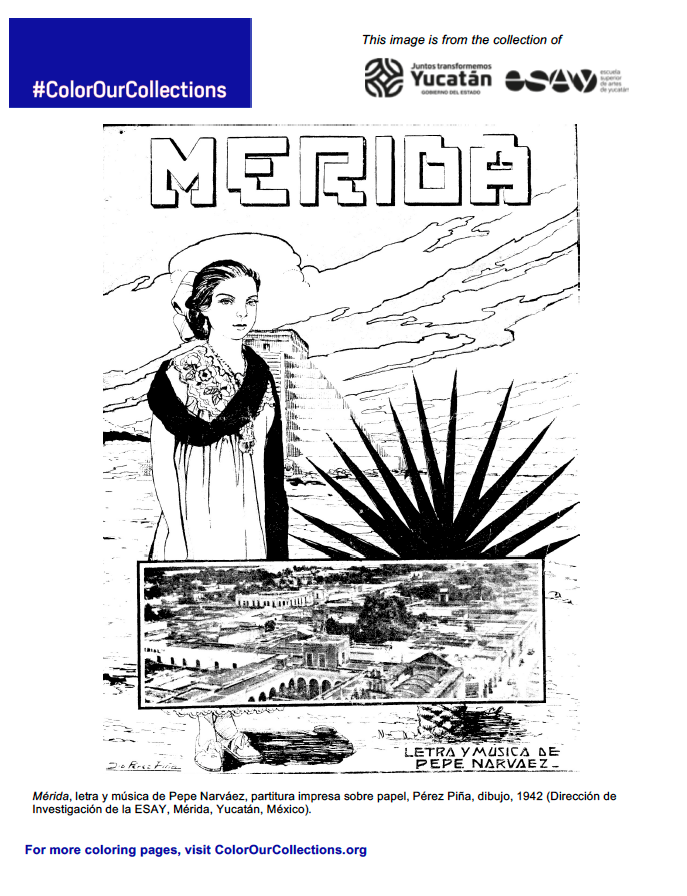 Image from a coloring book dedicated to Mexican art.