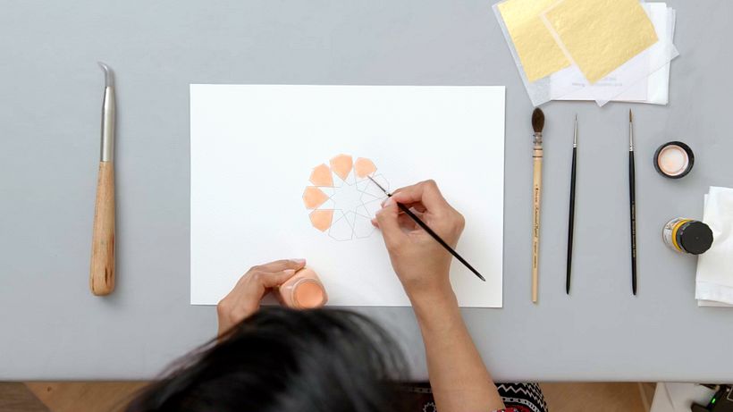 Miniatum ink is used for flat gilding techniques