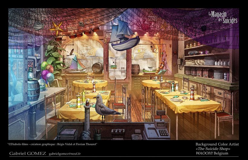 The Suicide Shop - Background color painting 6