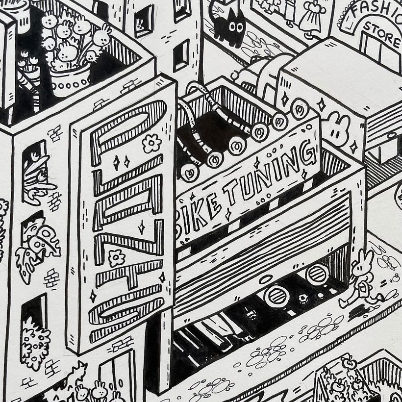 Isometric Cityscape "Bunny City" - details 2