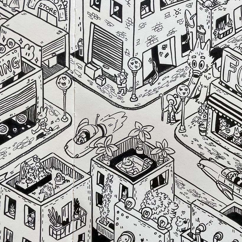 Isometric Cityscape "Bunny City" - details 3