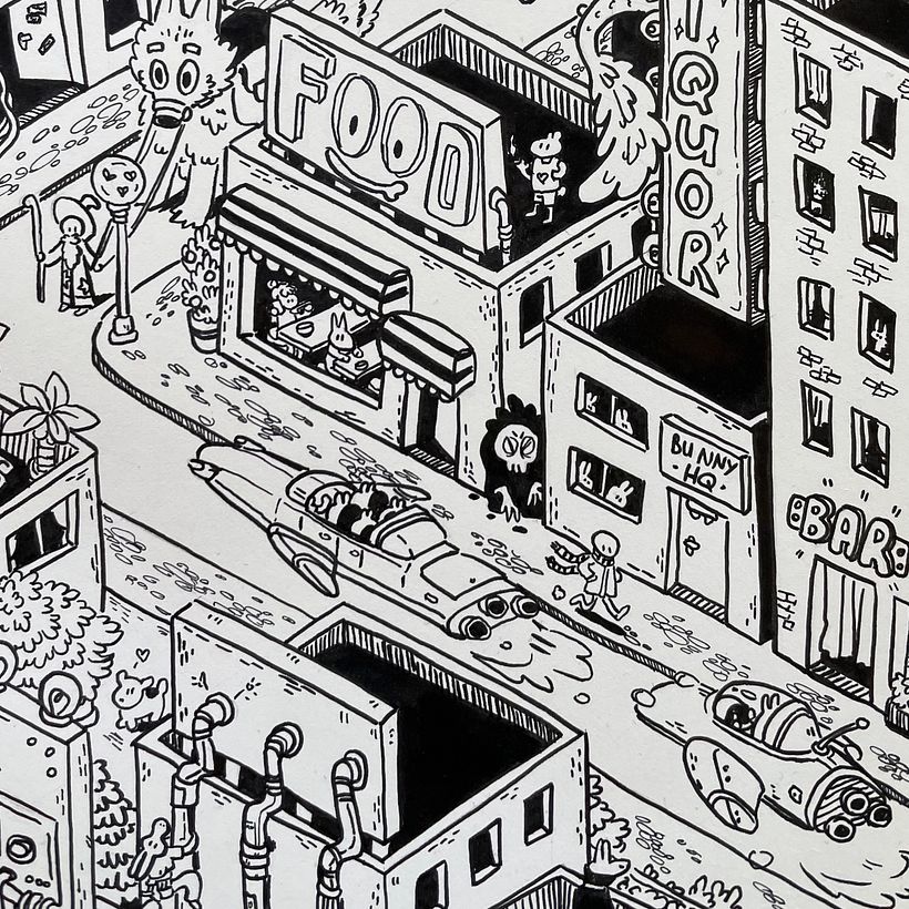 Isometric Cityscape "Bunny City" - details 4