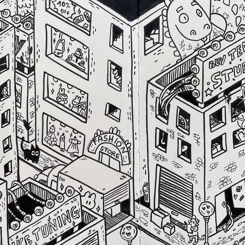 Isometric Cityscape "Bunny City" - details 6