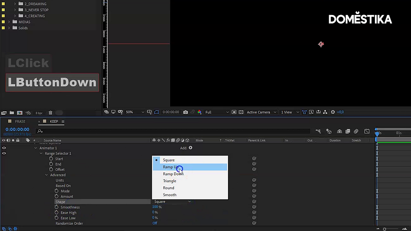 Clique em Shape > Ramp Up para definir o formato da tipografia