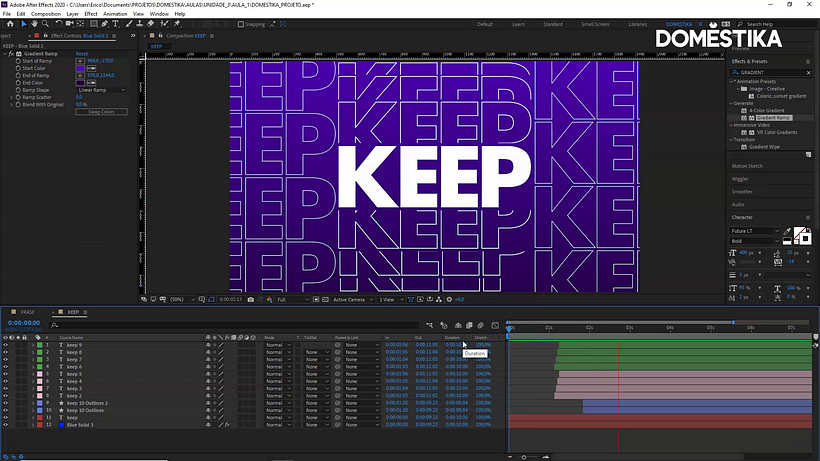 Aplica el efecto Gradient Ramp y personaliza los colores.