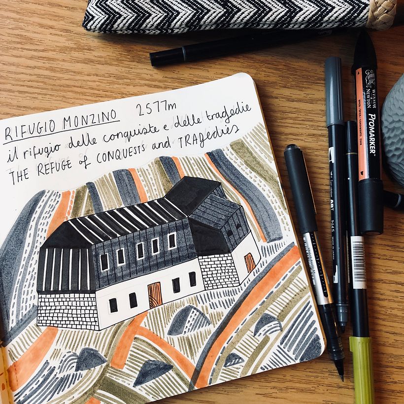 Canetas, lápis e sketchbook são alguns dos materiais básicos para começar seu diário ilustrado. Foto de Kate Sutton