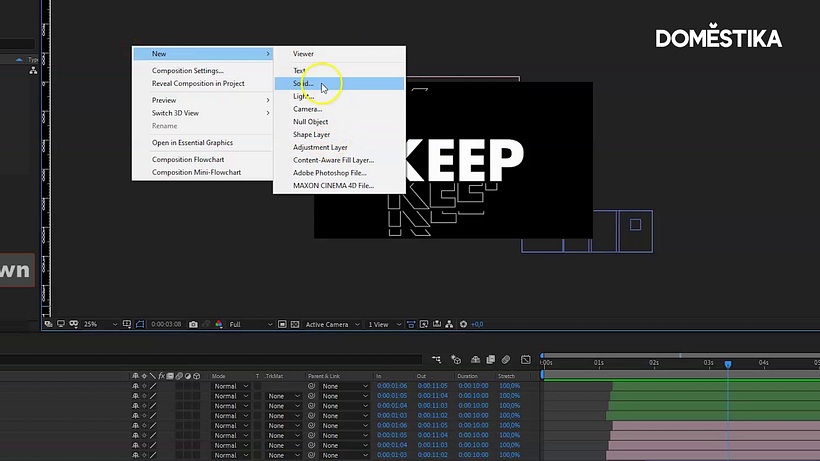 Add a background color by right clicking then selecting New > Solid.