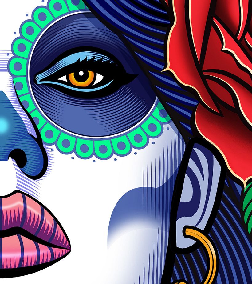 Ilustracja rashguardu Flow N Roll „Sugar Skulls” 6