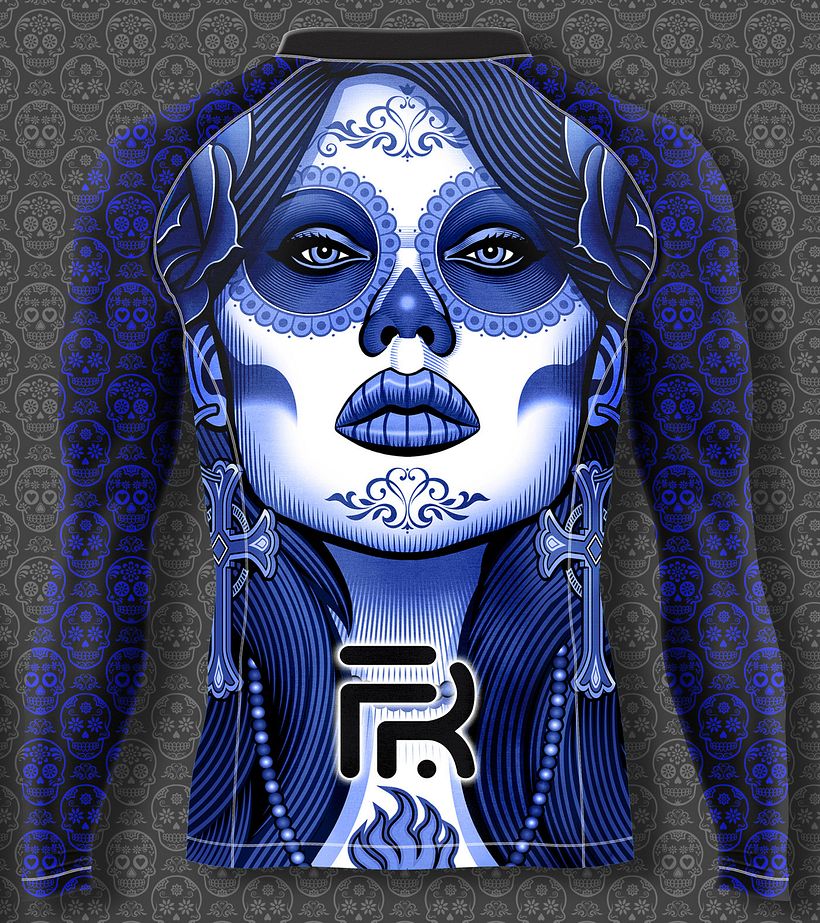 Ilustracja rashguardu Flow N Roll „Sugar Skulls” 8