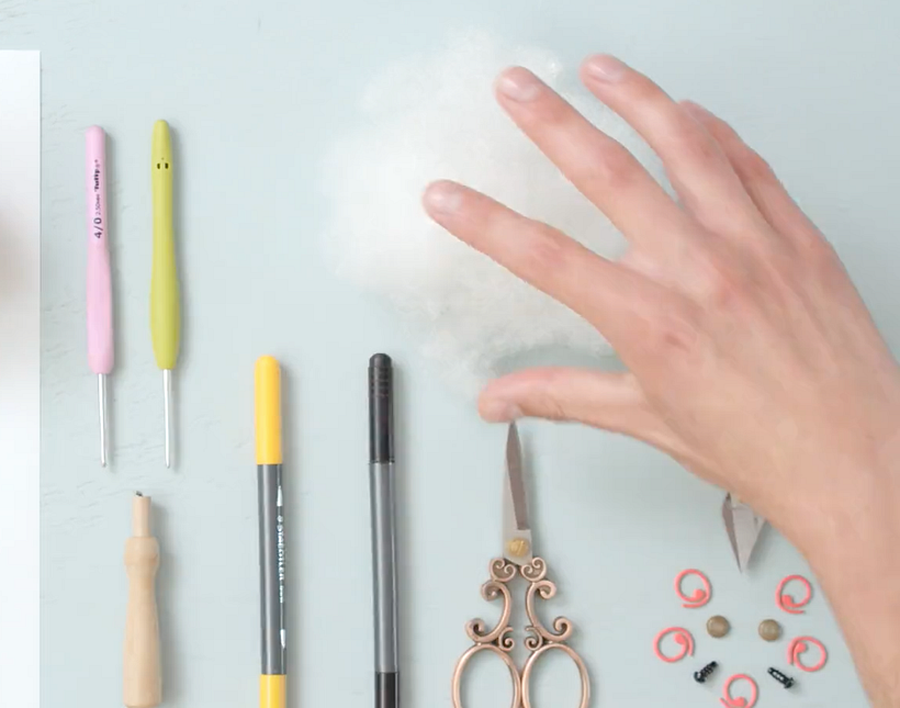 Synthetic stuffing for amigurumi.