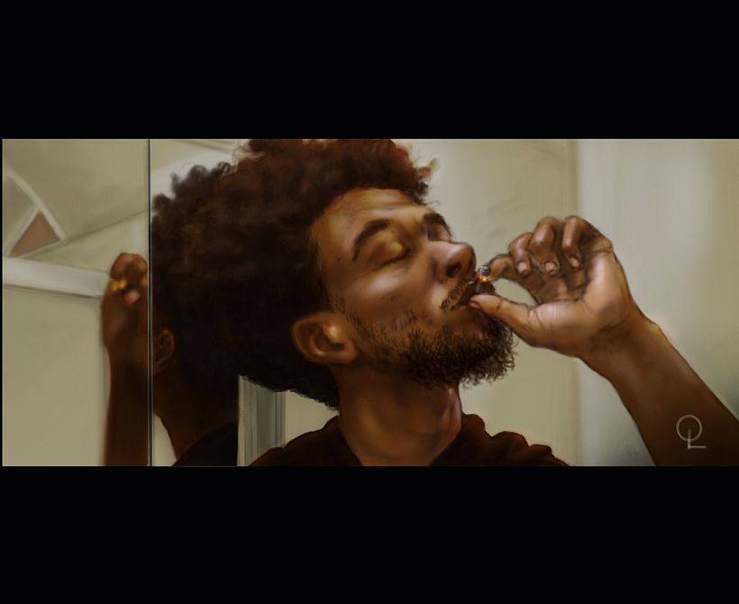 A digital painting from a scene in a music video by one of my favorite rappers