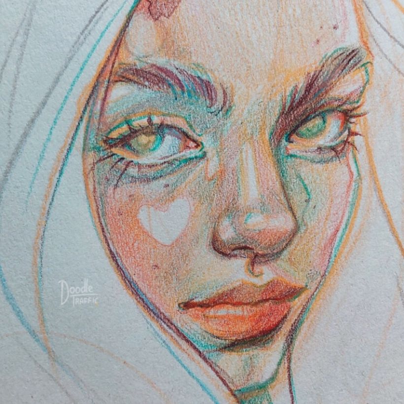 Characters painted with coloured pencils 9