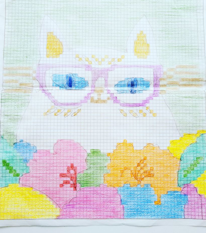 Trasferisci il disegno sulla griglia: ogni quadrato rappresenterà un punto sul tessuto. 