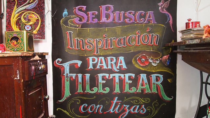 El fileteado también comenzó a hacerse en tiza.