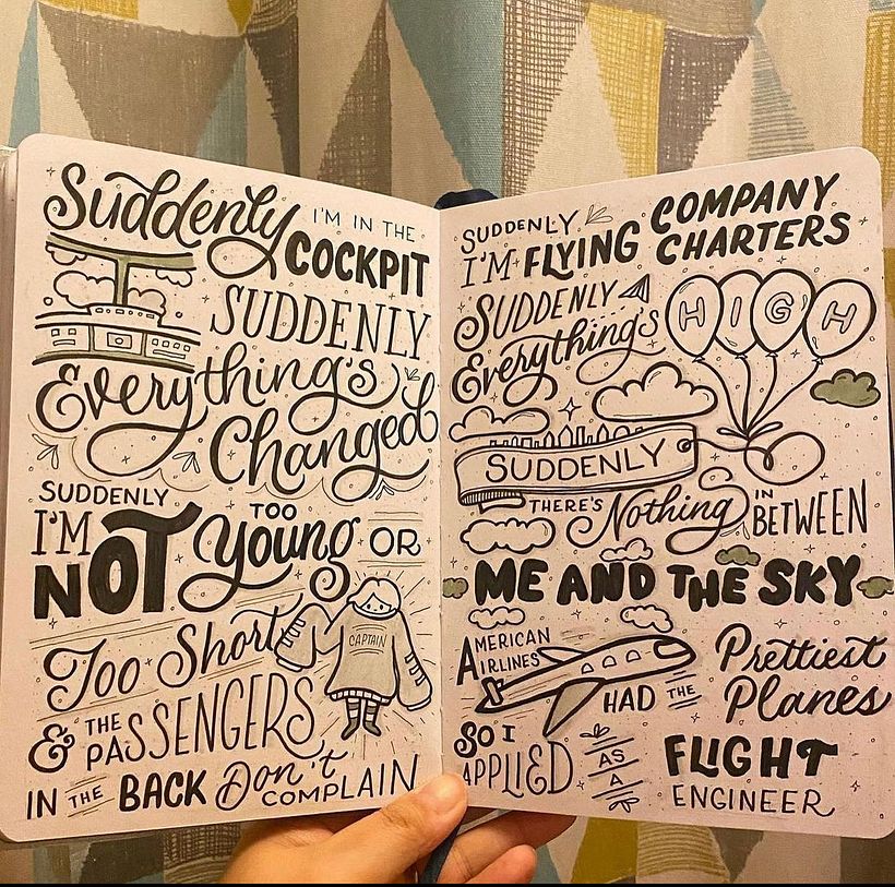 Illustrating and Lettering Song Lyrics to "Me and the Sky" 3