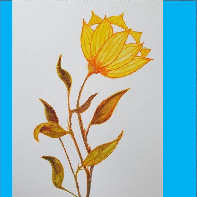 Carried away with painting the leaves.... Such a simple flower.