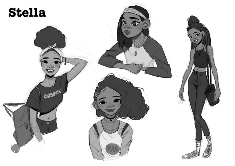 Exploration sketches of the main character - Stella