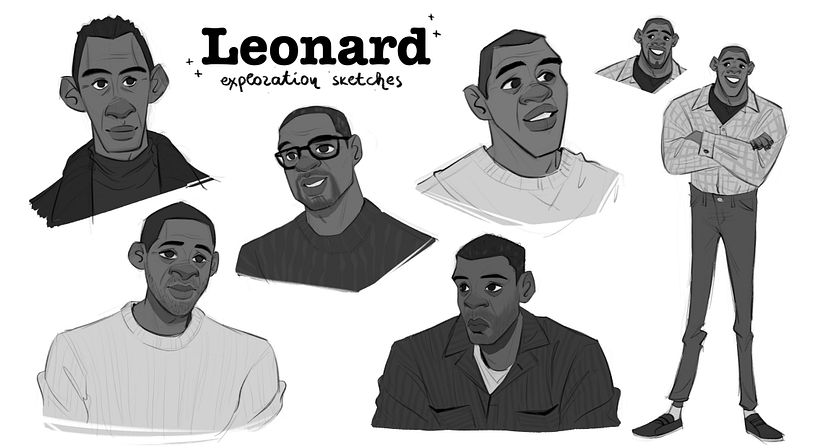 Exploration sketches of her dad - Leonard