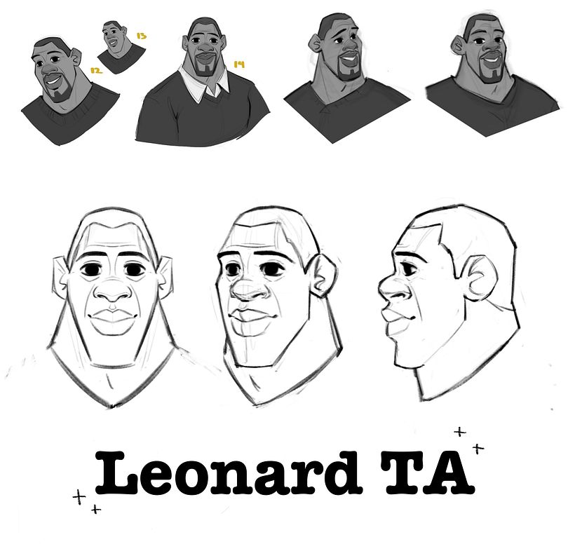 Turnaround of his head so the animators would know what he looks like from all angles 