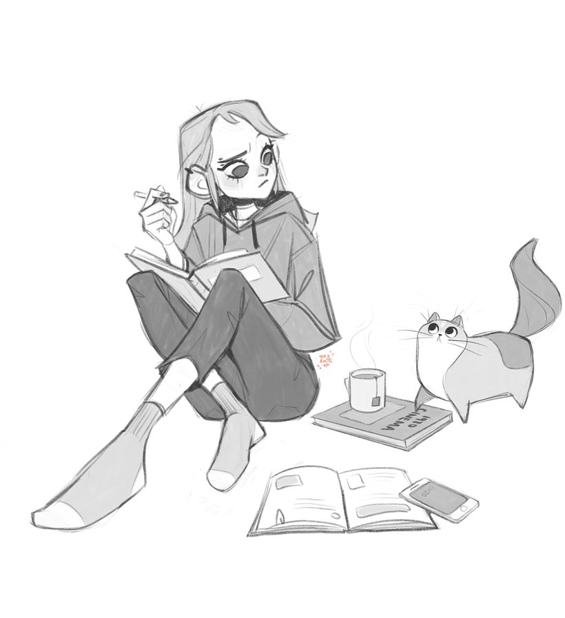 Mei trying to study for an exam but her cat doesn't agree with that.