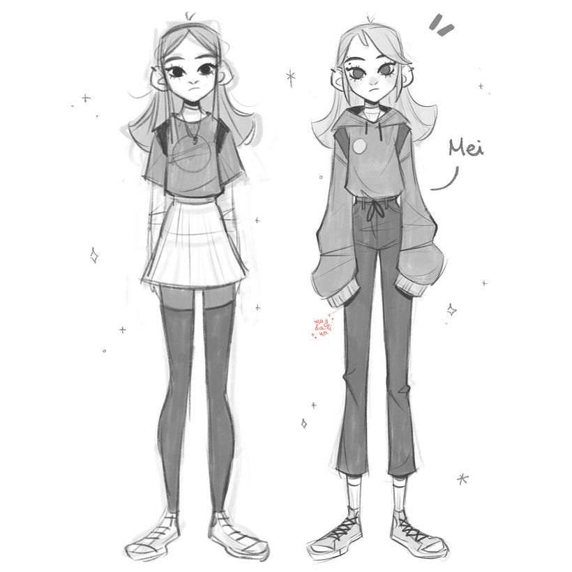 Variations of the final design. I love the shapes of the sleeves as they make the silhouette more interesting.