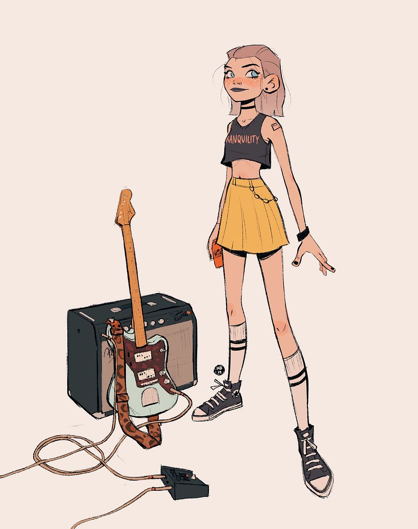 Ramona with her guitar and amp