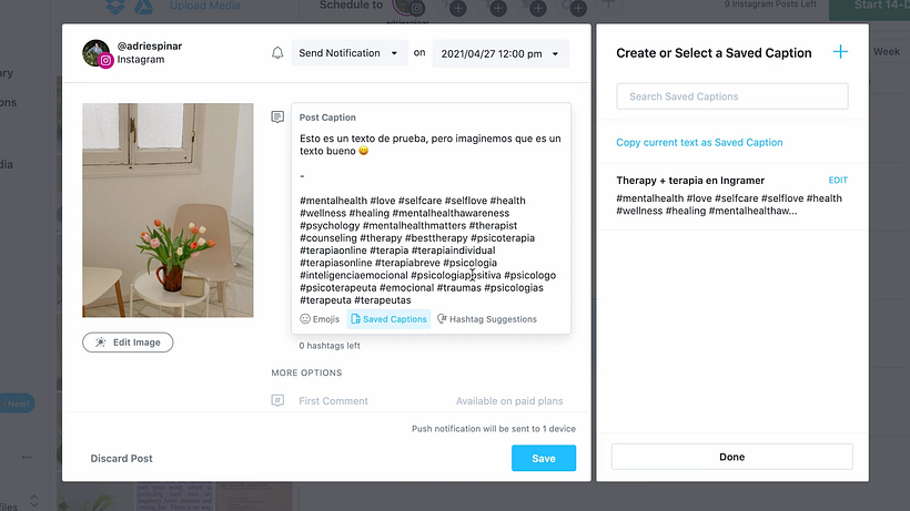 Añade hashtags que tengan relación con la imagen.