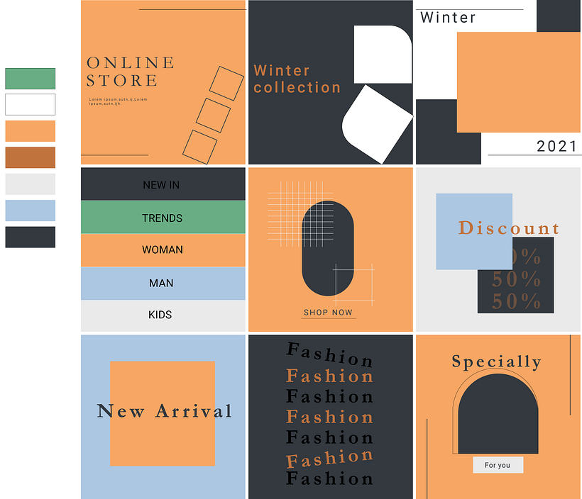 The colors I have chosen and how I arranged the templates.